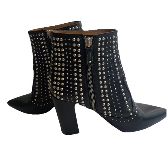 IRO Ankle Boots Black Leather Womens Sz 38 7.5 Pointed Toe Studded Booties Moto - Picture 15 of 16